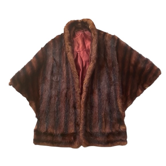 Vintage Mink Real Fur Cape Stole Bolero in Rich Brown - Picture 3 of 10